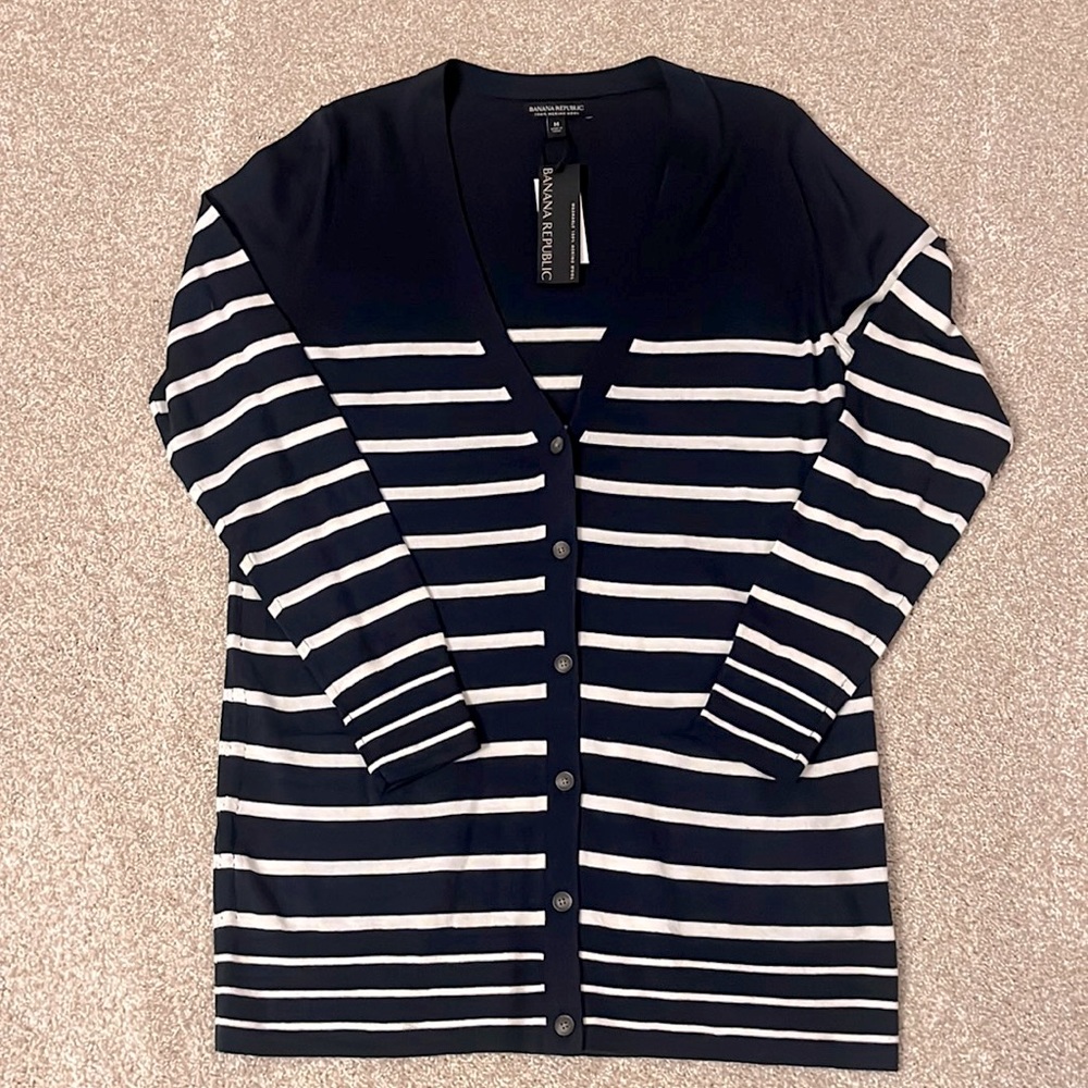 COPY - Banana Republic stripe merino wool cardigan. Medium. New!